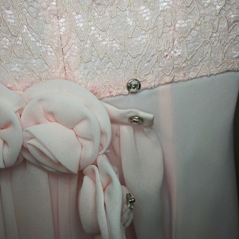 Vintage Girl's Lanz of Salzburg Pale Pink Lace & Chiffon Special Occasion Dress - Picture 8 of 15